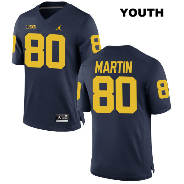 Youth NCAA Michigan Wolverines Oliver Martin #80 Navy Jordan Brand Authentic Stitched Football College Jersey VF25L73KB